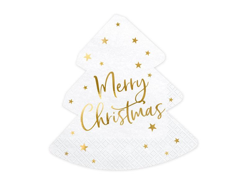 Servietten Weihnachtsbaum - Merry Christmas, 16x16,5cm (1 VPE / 20 Stk.) - FeierGlanz